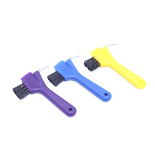 Flcivsh 3-Teilige Hufeisen-Reinigungsbürste, Pferdebürstenwerkzeug mit, Tragbarer Hufpick, Zufällige Farbe von Flcivsh