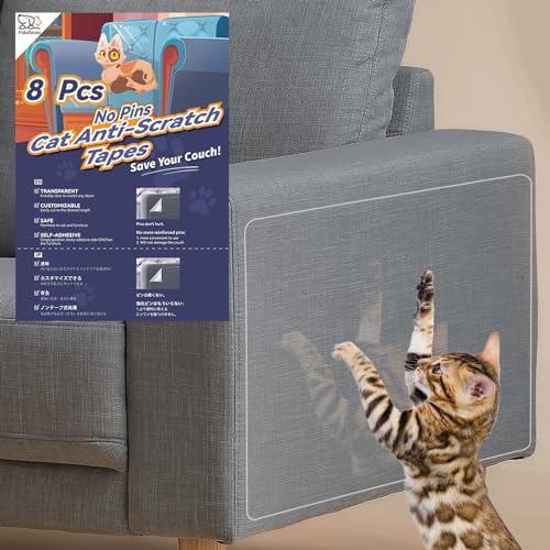 Fldofaves Katzen Kratzschutz, 8 Stück Anti Kratz Folie für Katzen, Transparent Kratzschutz Katze Tape für Fit Couch Tür Wand Ecke von Fldofaves
