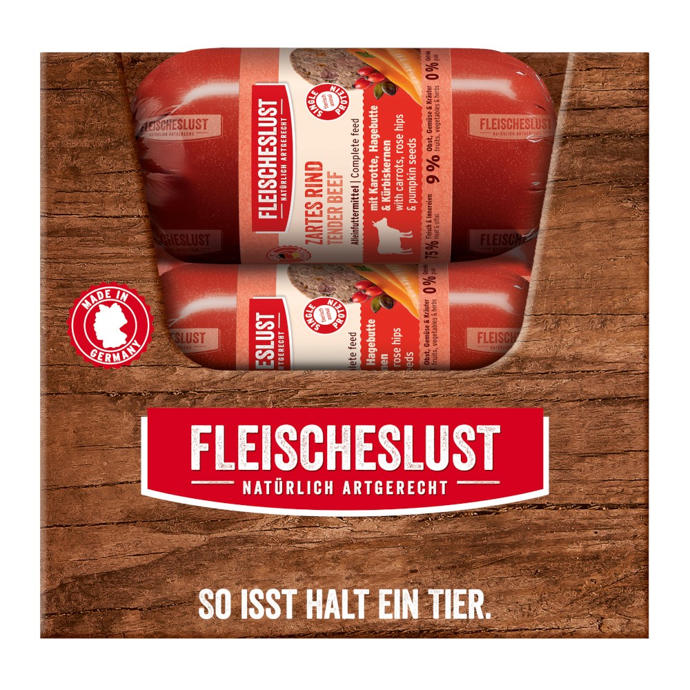 Fleischeslust Classic 15 x 200 g - zartes Rind mit Hagebutte, Karotte & Kürbiskernen von Fleischeslust