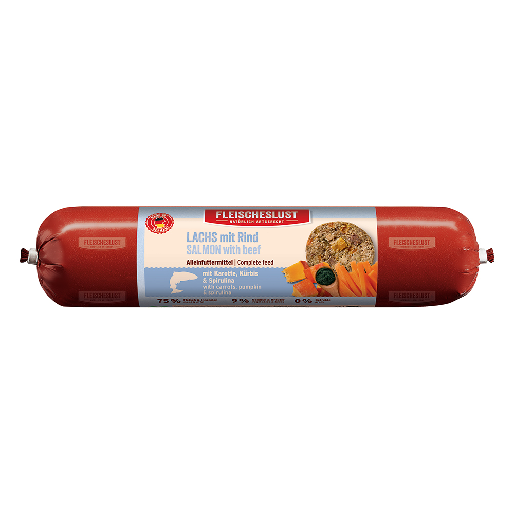 Fleischeslust Classic 6 x 800 g - Lachs mit Rind mit Karotte, Kürbis & Spirulina Fleischeslust Classic 6 x 800 g - Lachs mit Rind mit Karotte, Kürbis & Spirulina von Fleischeslust