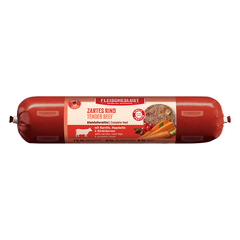 Fleischeslust Classic 6 x 800 g - Zartes Rind mit Karotte, Hagebutte & Kürbiskernen Fleischeslust Classic 6 x 800 g - Zartes Rind mit Karotte, Hagebutte & Kürbiskernen von Fleischeslust