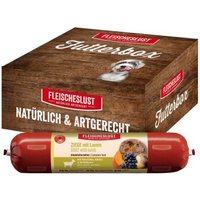 Fleischeslust Nassfutter Hund Adult Futterbox Ziege, Lamm, Steckrübe, Kürbis & Heidelbeere 6x800 g von Fleischeslust