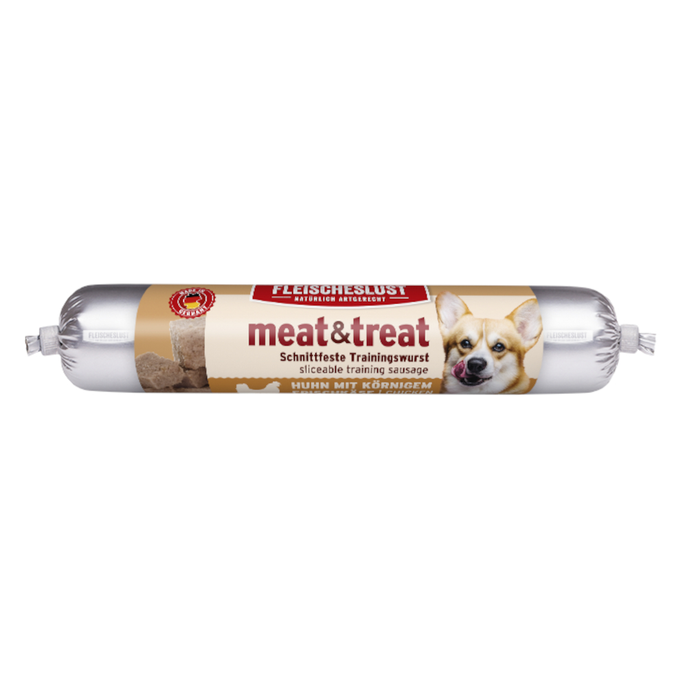 Fleischeslust meat & treat Trainingswurst - Huhn mit körnigem Frischkäse 80 g von Fleischeslust