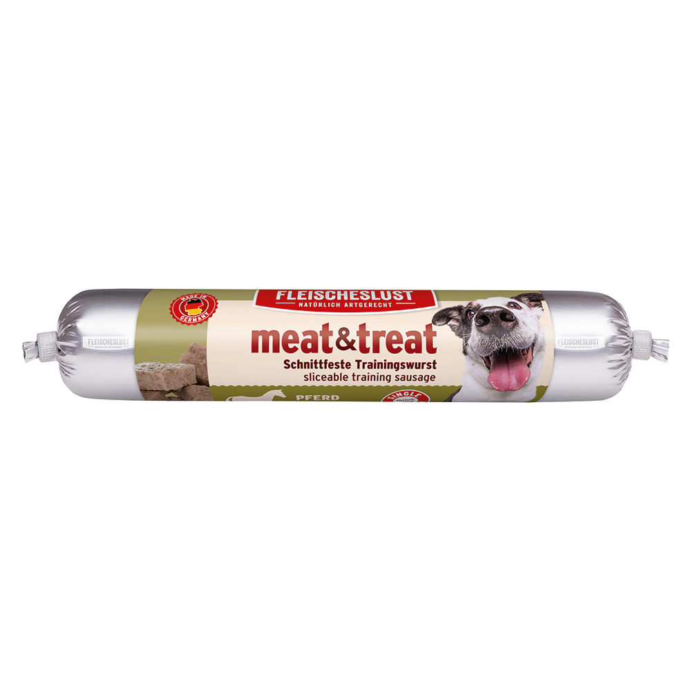 Fleischeslust meat & treat Trainingswurst - Sparpaket: Pferd 6 x 80 g Fleischeslust meat & treat Trainingswurst - Sparpaket: Pferd 6 x 80 g von Fleischeslust