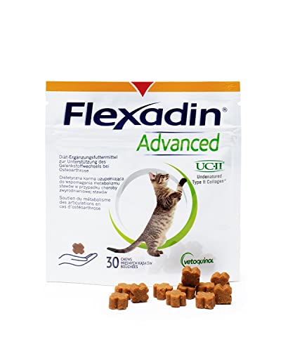 FLEXADIN Advanced® Katze |Innovativer Ansatz für die Gelenkgesundheit | undenaturiertes Kollagen Typ II – 30 Gelenkleckerli von Flexadin