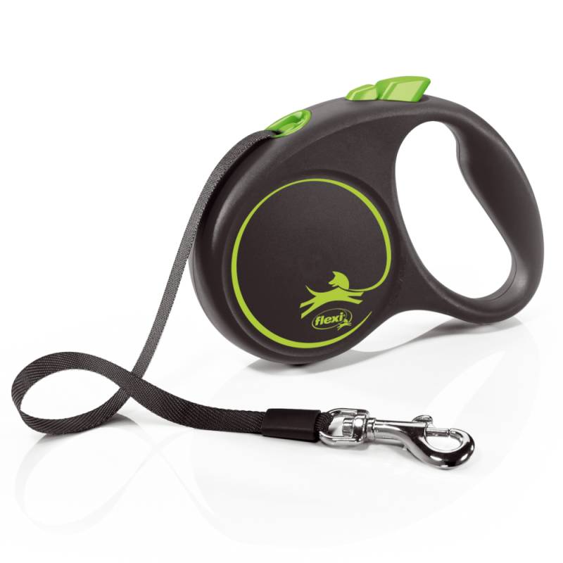 flexi Black Design Gurtleine grün, 5 m - Größe S: bis 15 kg von Flexi