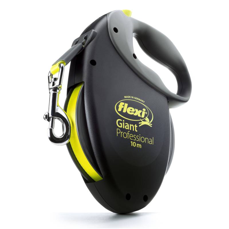 flexi Leine 10m Giant Professional Gurt-Leine schwarz / neongelb, von Flexi