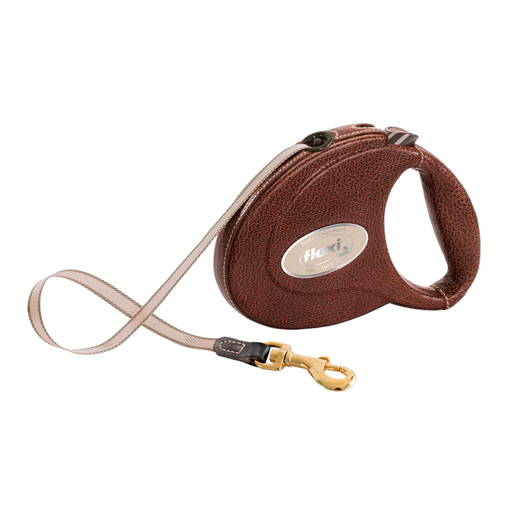 flexi Leather Gurtleine dunkelbraun, 5 m - Größe M: bis 25 kg von Flexi