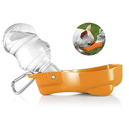 Flexzion Trinkflasche Hunde für Unterwegs - 280ml, Tragbare Wasserflasche, Hundetrinkflasche, Hundeflasche Hunde Katzen Haustieren für Draußen Outdoor Reise Wandern Spaziergang Training - Orange von Flexzion