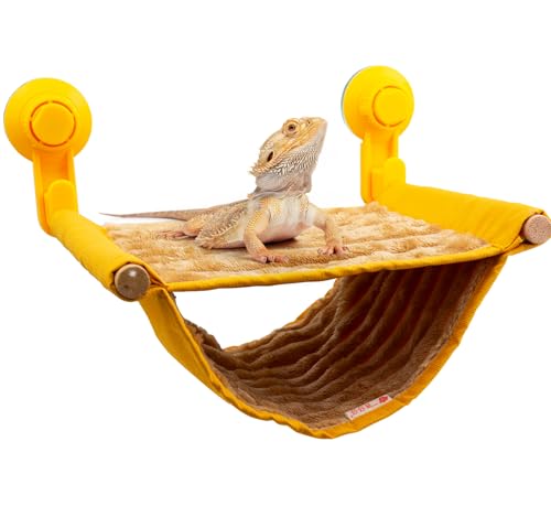 FlidRunest Bartdrache Hängematte mit Saugnäpfen, Weiche Eidechse Hängematte Bett, Hängende Reptilien-Hängematte Bartdrache Winter Warmes Hauszelt, Bartdrache Tank Barch von FlidRunest