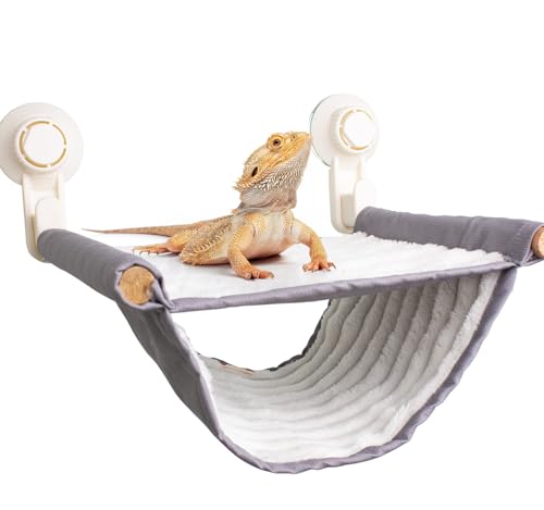 FlidRunest Bartdrache Hängematte mit Saugnäpfen, weiche Eidechsenhängematte Bett, hängendes Reptilien-Winter, warmes Haus, Zelt, Tank-Grau von FlidRunest