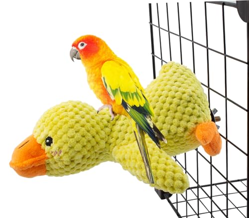 FlidRunest Conure Barsch Ente Spielzeug, Weiche Papagei Sitzstange Ständer Kauspielzeug für Käfig, Vogel Plüsch Enten Käfig Zubehör für Papagei Sittich Nymphensittiche Sittiche von FlidRunest