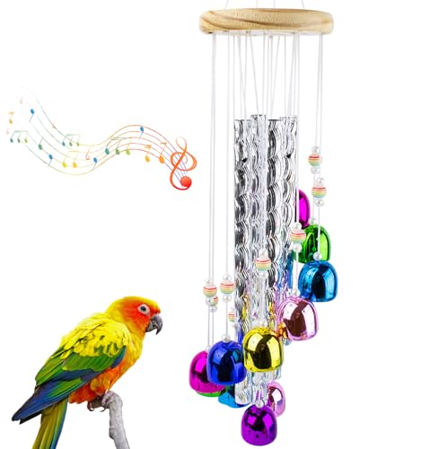 FlidRunest Conure Vogelspielzeug, Kauspielzeug mit buntem Stab, Sittichspielzeug, 4 Aluminiumrohre, 11 Glocken, Papageienkäfig, Windspiel, hängende Glocken, Spielzeug für Sittiche, Nymphensittiche FlidRunest Conure Vogelspielzeug, Kauspielzeug mit buntem Stab, Sittichspielzeug, 4 Aluminiumrohre, 11 Glocken, Papageienkäfig, Windspiel, hängende Glocken, Spielzeug für Sittiche, Nymphensittiche von FlidRunest