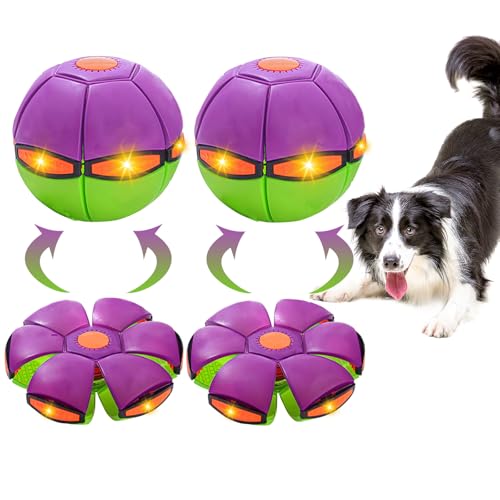 FlidRunest Haustierspielzeug mit fliegender Untertasse, Ball für Hunde, fliegende Untertasse, Ball mit 3 Lichtern für mittelgroße und große Hunde, Kinderfußball, Outdoor-Spiele, Camping-Spiele von FlidRunest