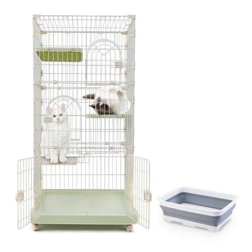 Katzenkäfig mit 4 Ebenen, für den Innenbereich, großes Drahtgehege, Mintgrün Katzenkäfig mit 4 Ebenen, für den Innenbereich, großes Drahtgehege, Mintgrün von Flip&Catch