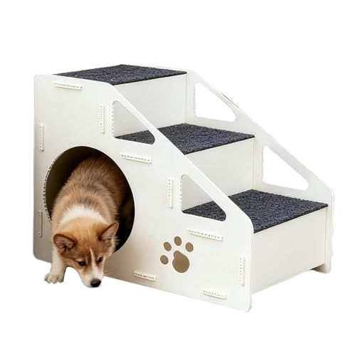 Hundetreppen Für Das Bett | rutschfeste Haustiertreppe Spielzeug,4 Stufen Rampe Für Tierhaus - Für Hohes Bett Schlafzimmer Couch Kleine Mittelgroße Große Tiere Welpen Kätzchen von Flkiglm