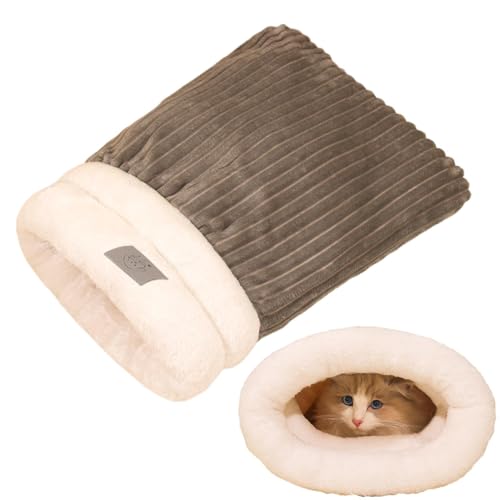 Flkiglm Katzensackbett, Katzenkuschelsack | Haustier-Höhle, Schlaf-Kuschelhöhle - Bequemer, weicher Plüsch-Kuschelsack für Haustiere, um 360 Grad gewickelt Flkiglm Katzensackbett, Katzenkuschelsack | Haustier-Höhle, Schlaf-Kuschelhöhle - Bequemer, weicher Plüsch-Kuschelsack für Haustiere, um 360 Grad gewickelt von Flkiglm