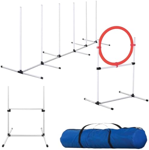 Agility für den Hund - Komplett-Set inklusive Tragetasche - Hundetraining - Hunde Slalom - Agility Set für Hunde von FLOKOO