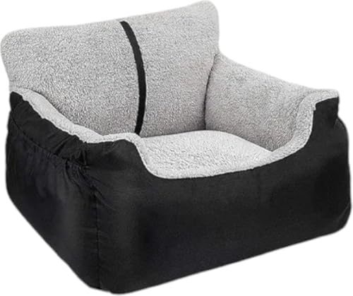 Autositz Hund - Schwarz - 50 x 55 x 35 cm - Hundekorb Mit Sicherheitsgurt Vorne Im Auto - Auto Hund - Hundesitz für Hunde von FLOKOO