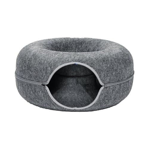 Donutkorb für Katzen und Hunde - Grau - Durchmesser 61 cm - Katzenbett - Hundekorb von Flokoo