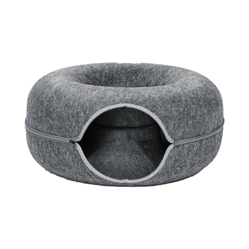 Donutkorb für Katzen und Hunde - Grau - Durchmesser 61 cm - Katzenbett - Hundekorb von FLOKOO