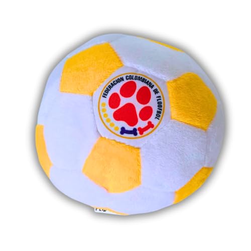 Floofbol Kolumbien Plüsch-Hunde-Fußballspielzeug mit interaktivem Quietscher für kleine, mittelgroße und große Rassen, weiche Kaufläche für aktives Spielen, niedliche und kuschelige Bereicherung, von Floofbol