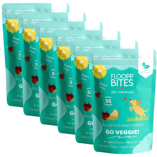 Floopp Bites Natürliche Hundesnacks | Snacks für Welpen | Mini-Kekse mit Kaustück-Textur aus Käse, Apfel und Leinsamen | Packung 6x50g Floopp Bites Natürliche Hundesnacks | Snacks für Welpen | Mini-Kekse mit Kaustück-Textur aus Käse, Apfel und Leinsamen | Packung 6x50g von Floopp BITES 100% NATURALES