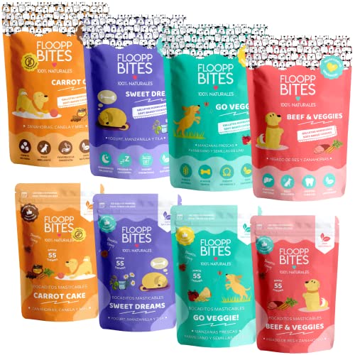 FlooppBITES Leckerlies für Hunde - 100% natürliche Hundekuchen und Soft Snacks - Leckerlis und Belohnungen - Ergänzungsfuttermittel für Hunde - Packung mit 8 Einheiten (insgesamt 600gr.) von Floopp BITES 100% NATURALES