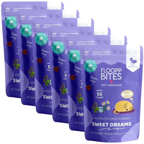 Floopp Bites Entspannende Hundesnacks – Mini-Kekse mit Kamille, Honig, Joghurt – Getreidefrei & natürlich – Packung 6x50g – Belohnung für Hunde Aller Größen von Floopp BITES 100% NATURALES