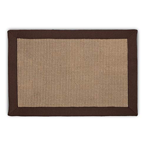 Floordirekt Kratzteppich für Katzen | Aus robustem & natürlichem Sisal | Verschiedene Bordürenfarben | Zum Spielen und Kratzen (70 x 130 cm, Amazonas | Cappuchino) von Floordirekt