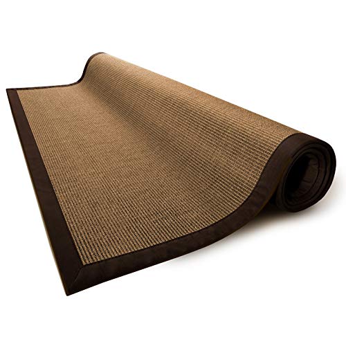 Floordirekt Kratzteppich für Katzen | Aus robustem & natürlichem Sisal | Verschiedene Bordürenfarben | Zum Spielen und Kratzen (70 x 130 cm, Kork) von Floordirekt