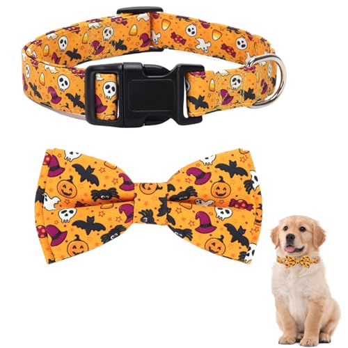 FloralGrace 2 Stück HalsbandHundHalloween Verstellbares Haustierhalsband WeichKomfort Welpen HundefliegeGeschenk FürKleineMittelgrosseHunde FürMädchenOderJungenHunde(33-50cm) von FloralGrace