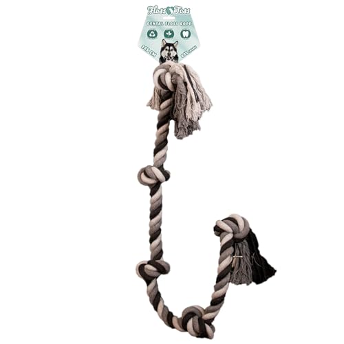 Floss Toss Hundeseil - sehr Robustes und sicheres Hundespielzeug - Hundeseil aus recycelter Baumwolle - graues Zugseil - 145cm - 5 Knoten Floss Toss Hundeseil - sehr Robustes und sicheres Hundespielzeug - Hundeseil aus recycelter Baumwolle - graues Zugseil - 145cm - 5 Knoten von Floss Boss