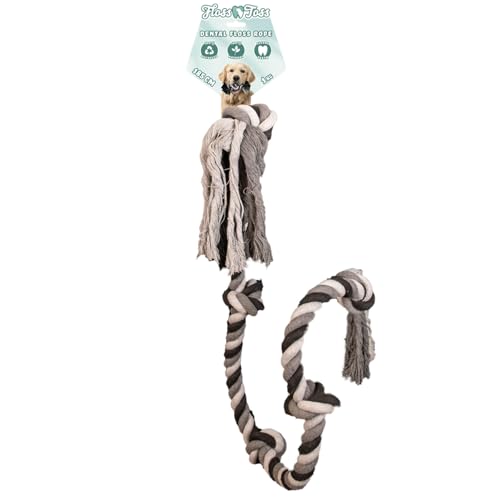 Floss Toss Hundeseil - sehr Robustes und sicheres Hundespielzeug - Hundeseil aus recycelter Baumwolle - graues Zugseil - 185cm - 5 Knoten Floss Toss Hundeseil - sehr Robustes und sicheres Hundespielzeug - Hundeseil aus recycelter Baumwolle - graues Zugseil - 185cm - 5 Knoten von Floss Boss