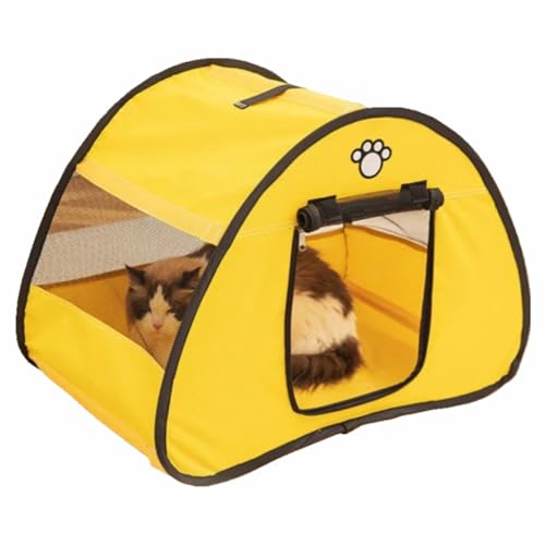 Floving Faltbares Haustierzelt Katze Lieferraum Tragbares Hundehaus Oxford Tuch Alle Jahreszeit Universal Haustierzubehör (Gelb) von Floving