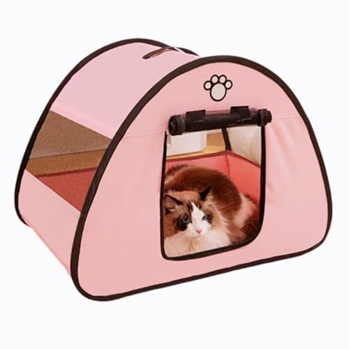 Floving Faltbares Haustierzelt Katze Lieferraum Tragbares Hundehaus Oxford Tuch Alle Jahreszeit Universal Haustierzubehör (Rosa) von Floving