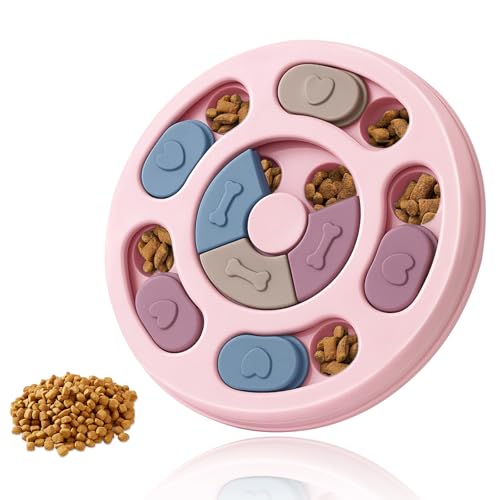 Hundepuzzle Spielzeug - Slow Feeder - Interaktive Trainingsspielzeugbox - Kreativer Hund Smart Anfänger, Verbessern Sie den IQ des Hundes, Rutschfester Slow Feeder für Welpen Hunde Langeweile (Rosa) von Flow fire
