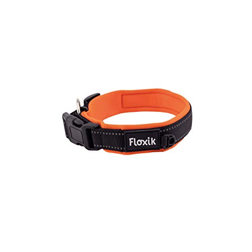 Floxik Hundehalsband verstellbar Größe M | Weiches Neopren Halsband für den Hund & Welpen in verschiedenen Größen inkl. Zugentlastung von Floxik