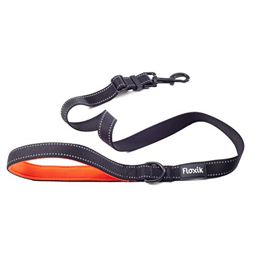 Floxik Hundeleine | Premium Kurzleine für Hunde | variabel verstellbare, reflektierende Trainingsleine - schwarz/orange von Floxik