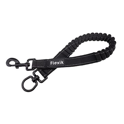 Floxik Ruckdämpfer elastisch groß für mittelgroße und große Hunde | Bungee Leinenverlängerung für Jede Hundeleine | ideal zum Joggen, Radfahren und Spazierengehen Schwarz von Floxik