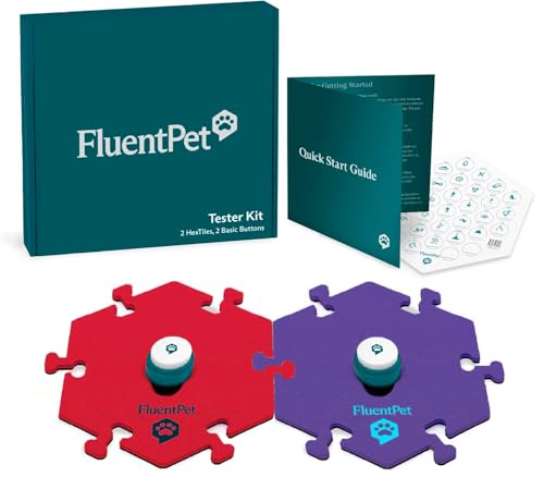FluentPet Basic Tester Kit - Set mit 2 Hund Sprechtasten mit vorinstallierten Batterien & 2 HexTiles | Haustier Tasten für Kommunikation FluentPet Basic Tester Kit - Set mit 2 Hund Sprechtasten mit vorinstallierten Batterien & 2 HexTiles | Haustier Tasten für Kommunikation von FluentPet