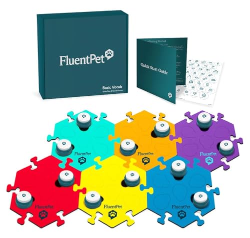FluentPet Basic Vocab Kit – Set mit 12 beschreibbaren Tasten für Hunde & Katzen und 6 HexTiles – anpassbare Katzen- und Hunde-Tasten für Kommunikation – Katze & Hund Sprechtasten-Set mit FluentPet Basic Vocab Kit – Set mit 12 beschreibbaren Tasten für Hunde & Katzen und 6 HexTiles – anpassbare Katzen- und Hunde-Tasten für Kommunikation – Katze & Hund Sprechtasten-Set mit von FluentPet