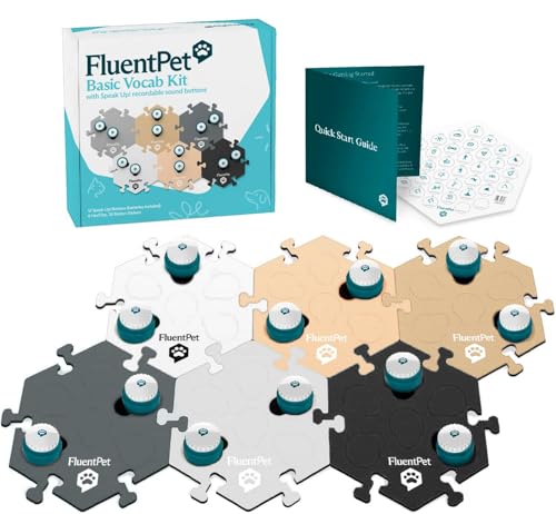 FluentPet Speak Up Key Vocab Kit mit klarerem nach oben gerichtetem Sound - 12 beschreibbare Tasten für Hunde & 6 neutrale HexTiles | Hund & Katze Kommunikationstasten Set | mit Batterien FluentPet Speak Up Key Vocab Kit mit klarerem nach oben gerichtetem Sound - 12 beschreibbare Tasten für Hunde & 6 neutrale HexTiles | Hund & Katze Kommunikationstasten Set | mit Batterien von FluentPet