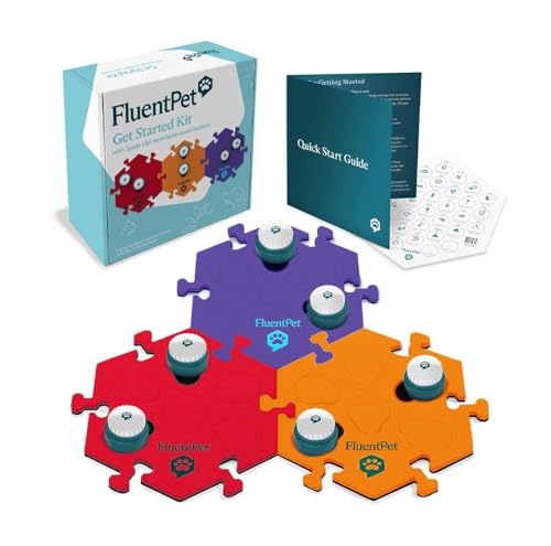 FluentPet Speak Up! Startset mit klarerem nach oben gerichtetem Sound, 6 beschreibbare Tasten mit vorinstallierten Batterien und 3 HexTile Knopfmatten, Trainingstasten für Hunde und Katzen FluentPet Speak Up! Startset mit klarerem nach oben gerichtetem Sound, 6 beschreibbare Tasten mit vorinstallierten Batterien und 3 HexTile Knopfmatten, Trainingstasten für Hunde und Katzen von FluentPet