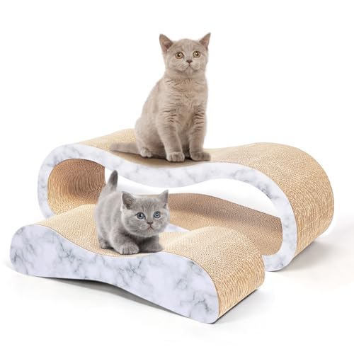 FluffyDream 2-in-1 Kratzbaum aus Karton, Lounge-Bett, Katzenkratzbaum, strapazierfähige Brett-Pads verhindern Möbelschäden, groß, Marmorweiß FluffyDream 2-in-1 Kratzbaum aus Karton, Lounge-Bett, Katzenkratzbaum, strapazierfähige Brett-Pads verhindern Möbelschäden, groß, Marmorweiß von FluffyDream