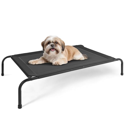 FluffyDream Kühlendes erhöhtes Hundebett, erhöhtes tragbares Hundebett, rutschfeste Füße, tragbar, langlebig, 106 x 64 x 20 cm, Schwarz FluffyDream Kühlendes erhöhtes Hundebett, erhöhtes tragbares Hundebett, rutschfeste Füße, tragbar, langlebig, 106 x 64 x 20 cm, Schwarz von FluffyDream
