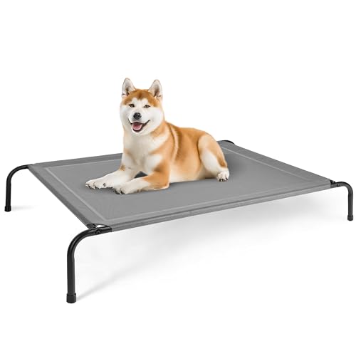 FluffyDream Kühlendes erhöhtes Hundebett, erhöhtes tragbares Hundebett, rutschfeste Füße, tragbar, langlebig, 124 x 80 x 20 cm, Grau FluffyDream Kühlendes erhöhtes Hundebett, erhöhtes tragbares Hundebett, rutschfeste Füße, tragbar, langlebig, 124 x 80 x 20 cm, Grau von FluffyDream