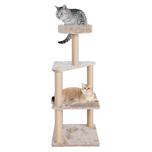 Kratzbaum Tower 116.6 cm Hoch Katzenbaum für Indoor Katzen, Katzenkratzbaum, 4-lagiger Katzenturm für große Katzen, Beige Kratzbaum Tower 116.6 cm Hoch Katzenbaum für Indoor Katzen, Katzenkratzbaum, 4-lagiger Katzenturm für große Katzen, Beige von FluffyDream