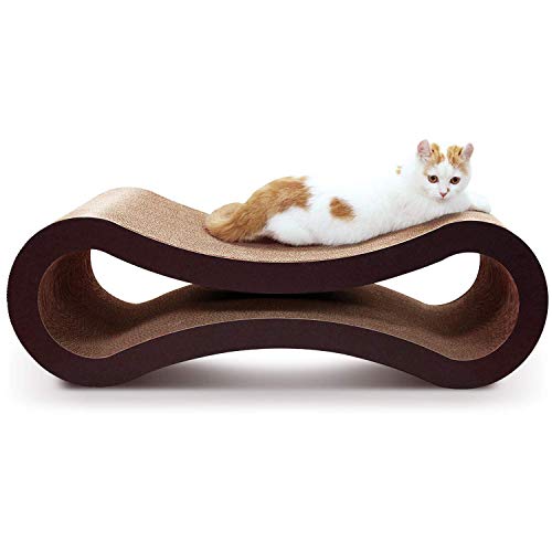 iPower ScratchMe Premium Kratzbrett/Kratzlounge für Katzen – Kratzpappe/Katze Kratzbrett – Katzenkratzer mit Wellpappe - Pappkratzbrett - 86×26.5×26.5 cm von FluffyDream