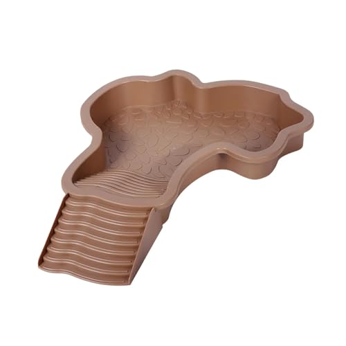 Flushbay Extra große Reptilien-Badeschale für Reptilien, Wassernapf mit Rampe, Aquarium-Ornament für Gecko, Schlange, Schildkröte, Bartagame, Eidechsenbad (Braungelb) von Flushbay